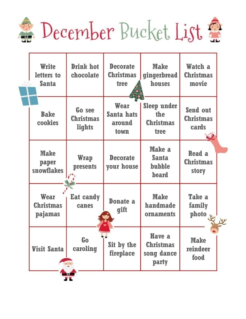 Free December Bucket List Printable Clementine County