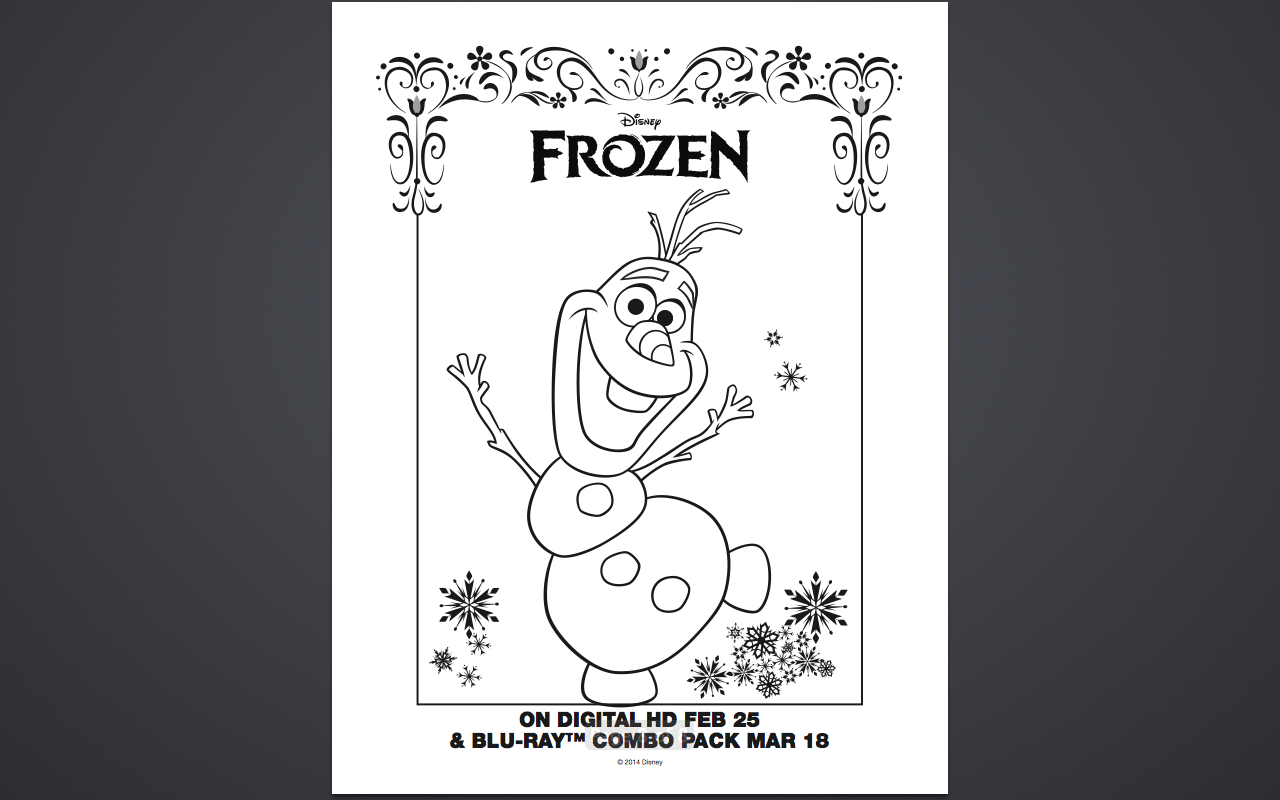 olaf coloring book page