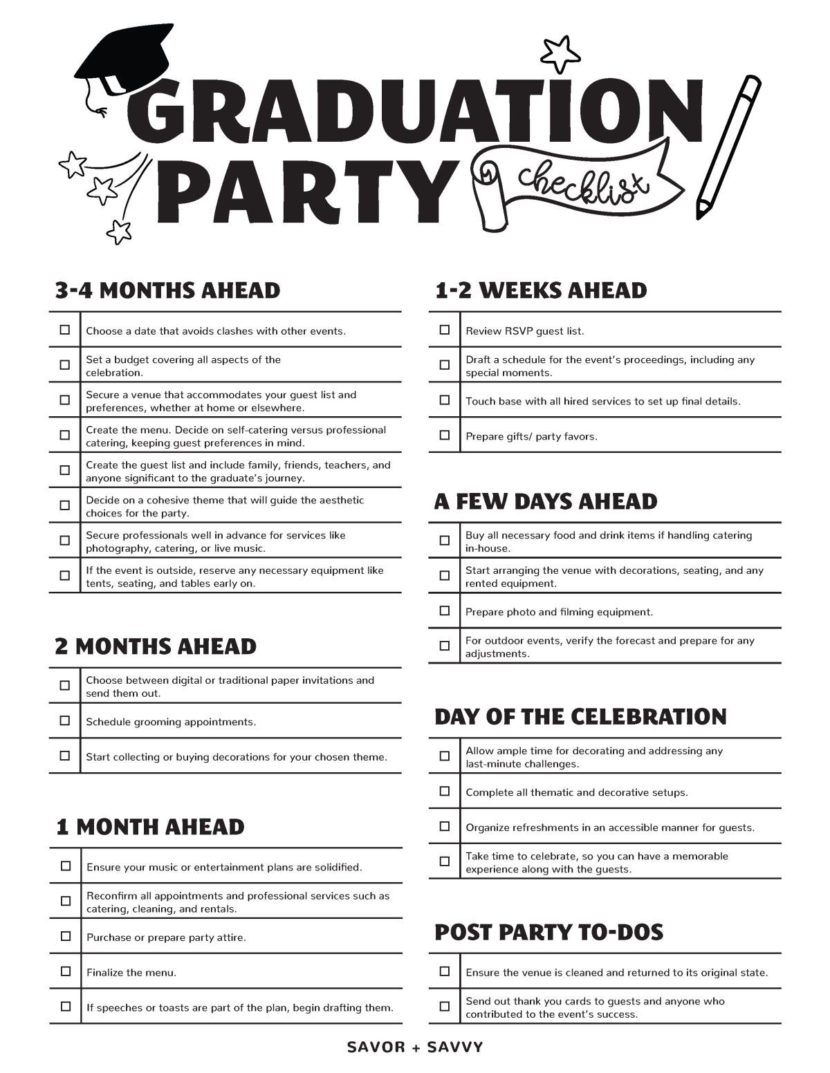 graduation party to do list