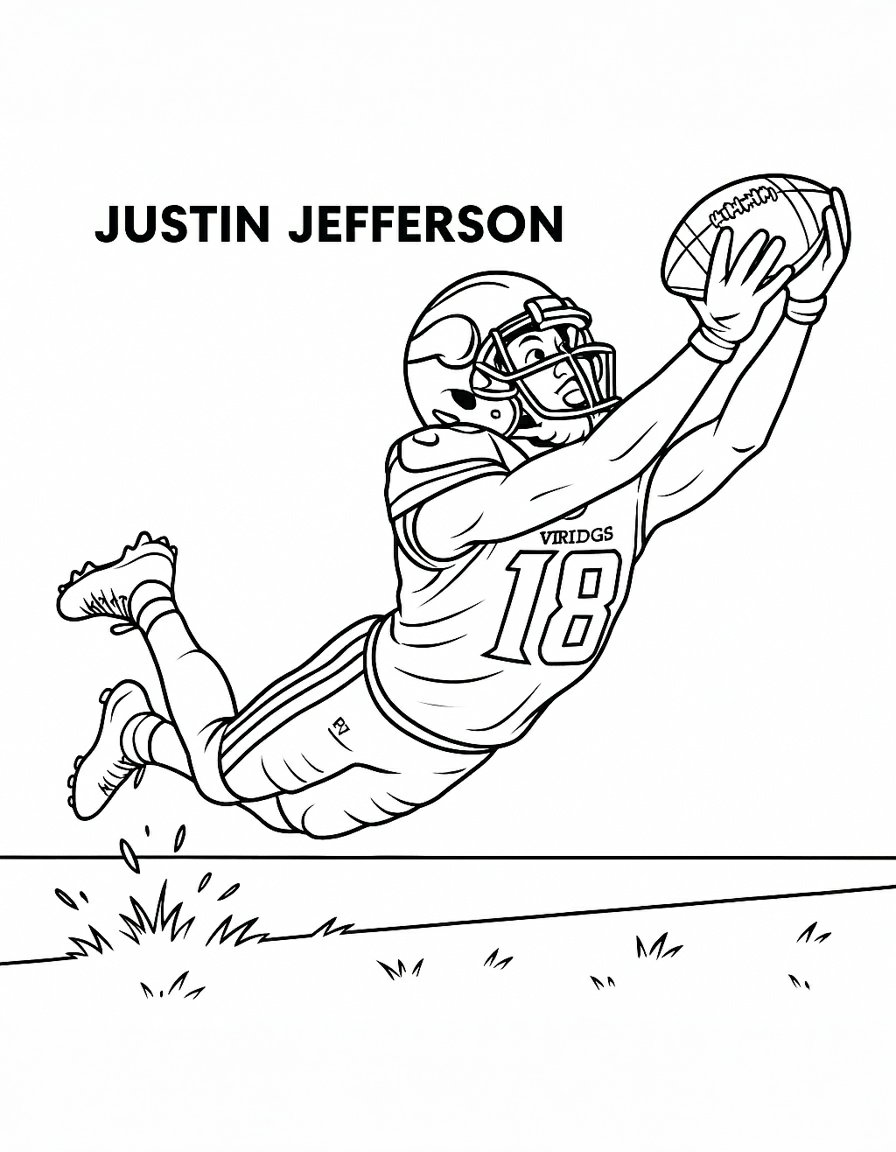 Free Justin Jefferson Coloring Pages Generator 17 Justin Jefferson Coloring Pages To Download