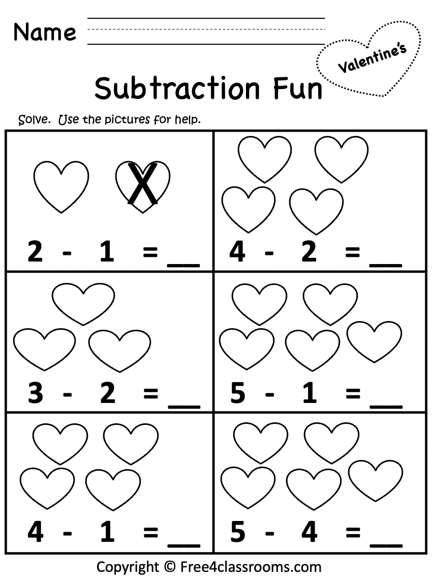 subtraction worksheets for kindergarten