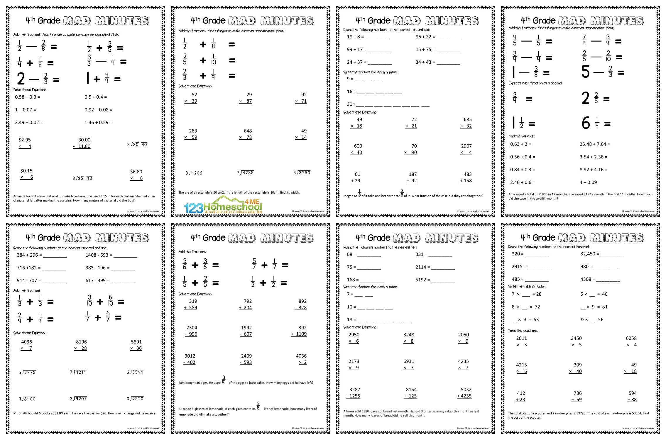 printable worksheets for 4th graders