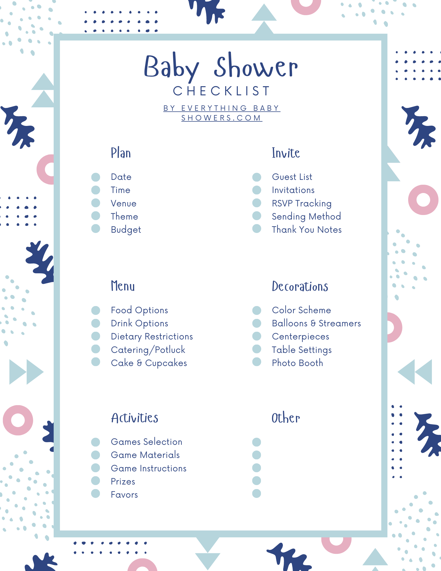 baby shower to do list baby shower to do list