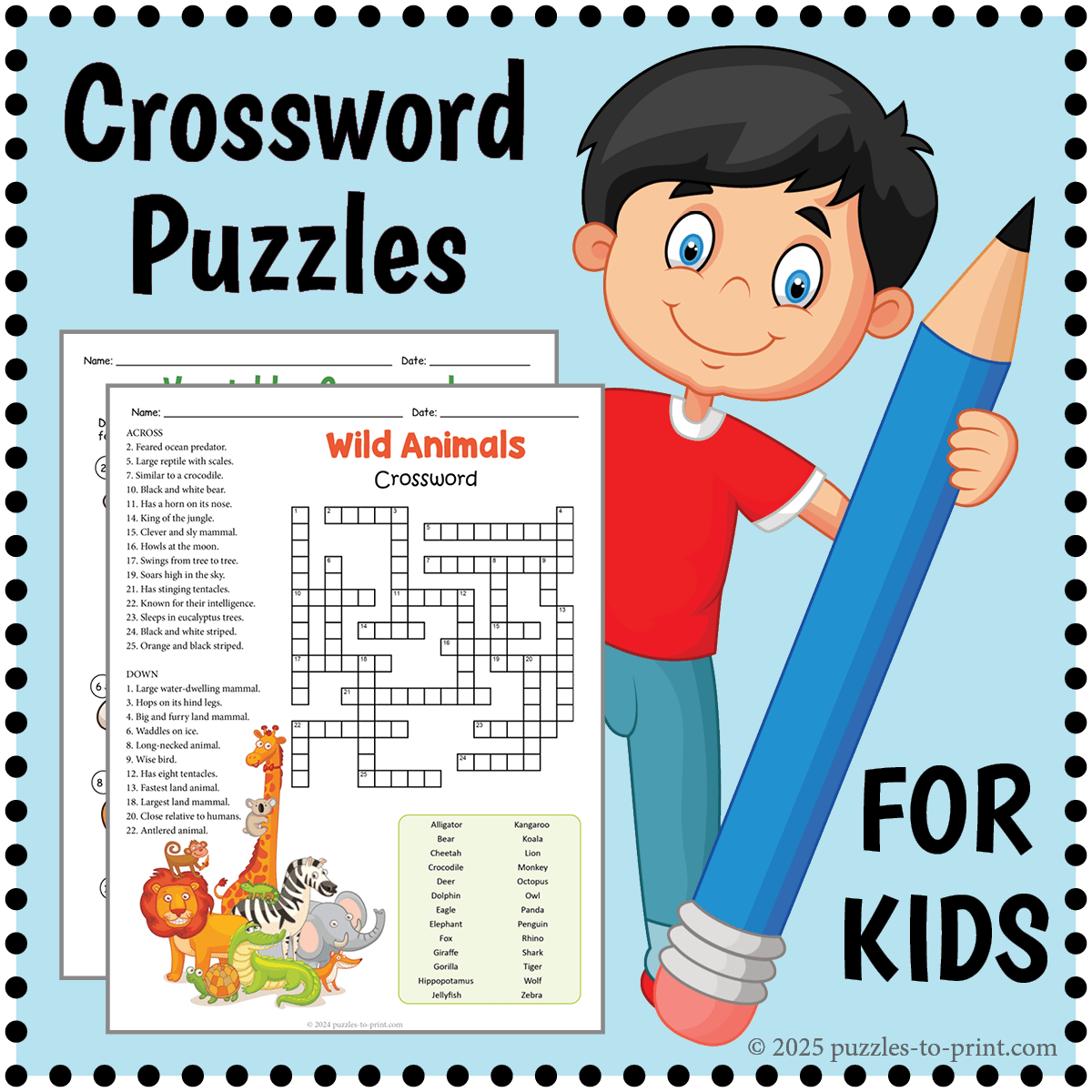 kids crossword puzzles printable