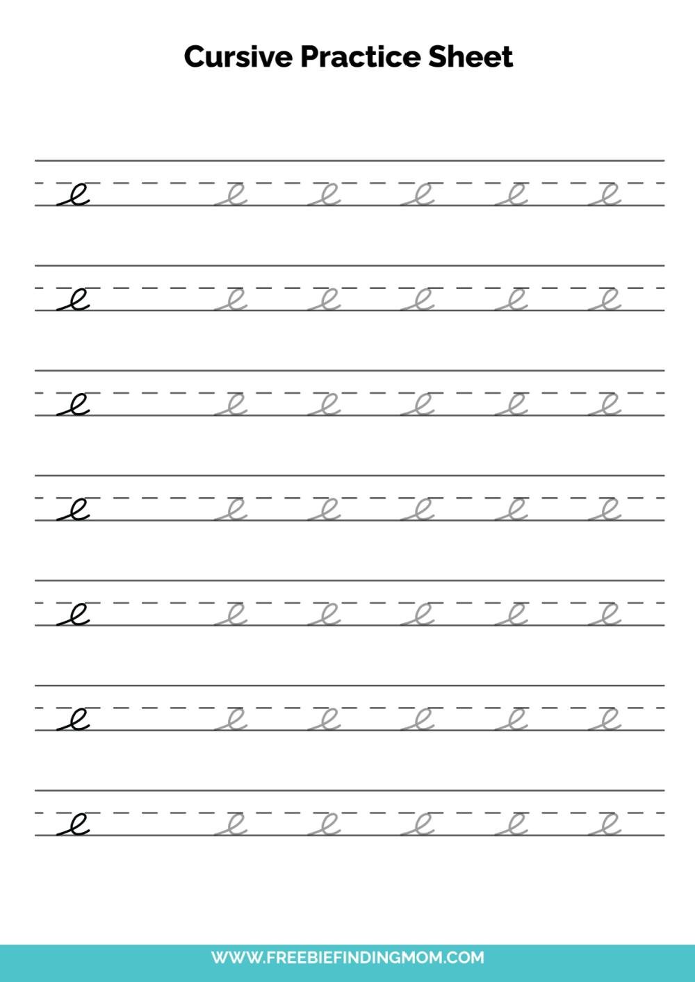 Free Printable Cursive Alphabet Practice Sheets Lowercase E