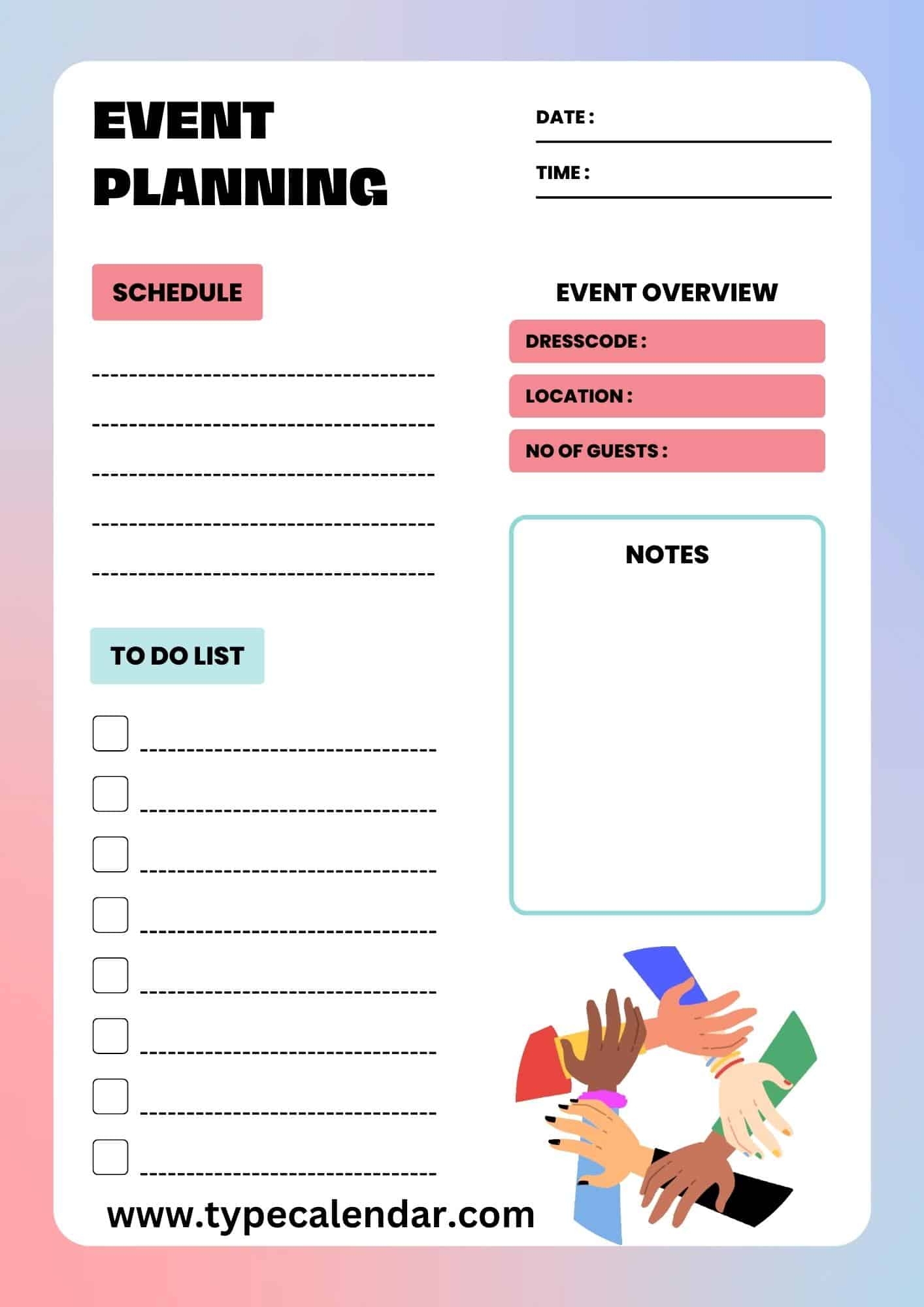 event planning to do list