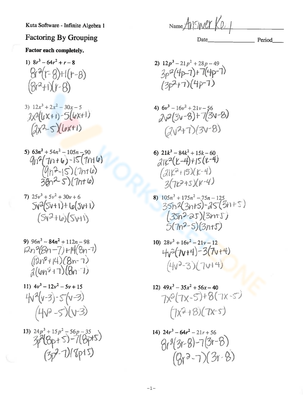 Free Printable Factoring By Grouping Worksheets For Students Worksheets Library