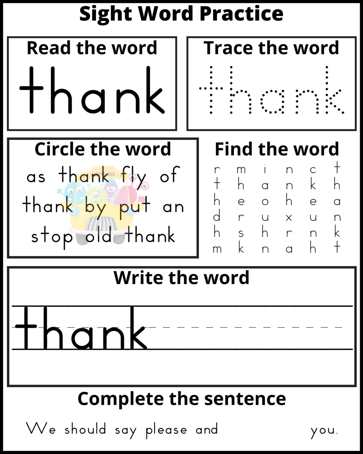 1st grade sight words worksheets