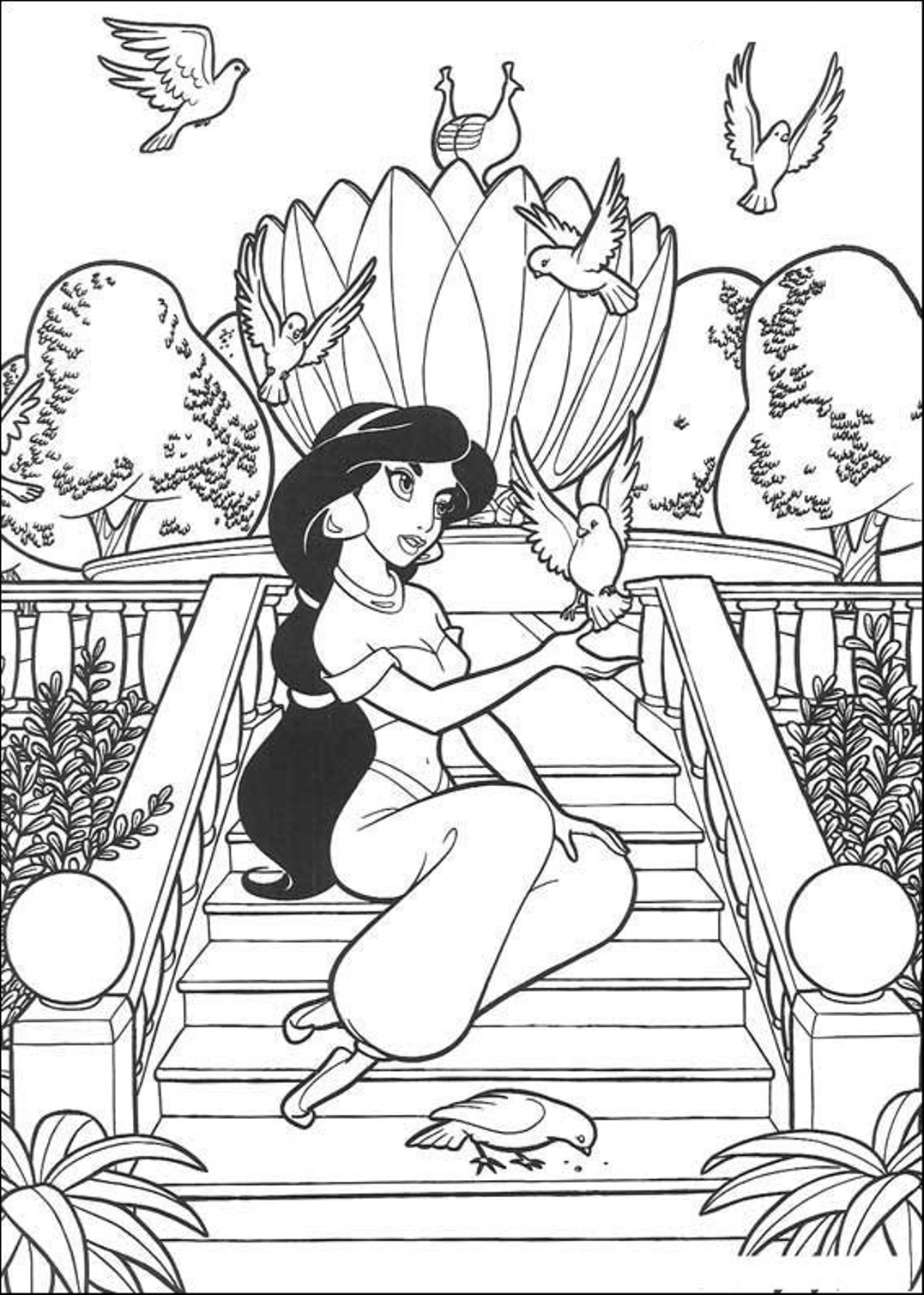 princess jasmine color pages
