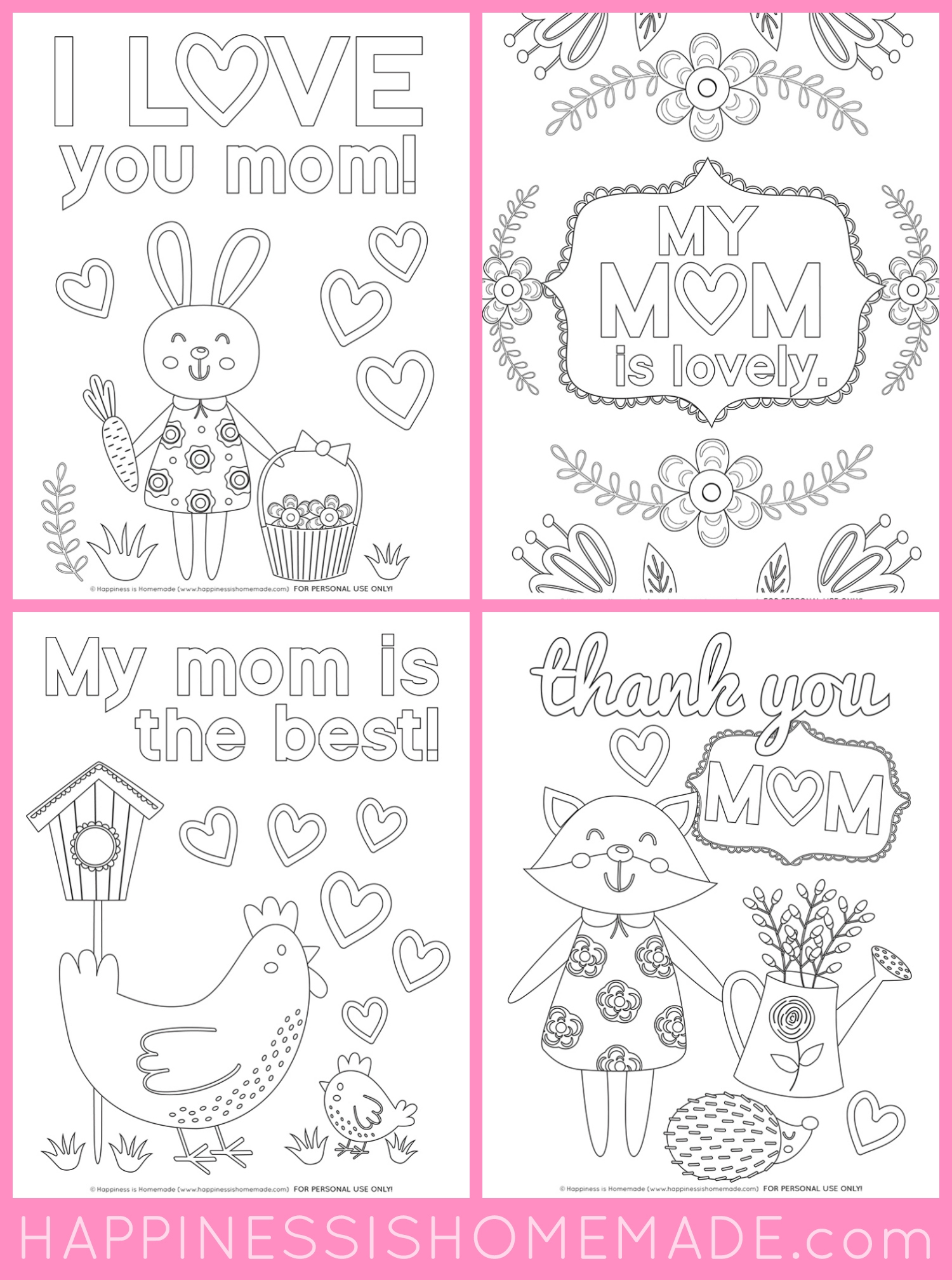 Free Printable Mother s Day Coloring Pages Happiness Is Homemade