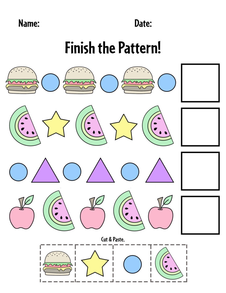 Free Printable Pattern Worksheets For Preschool The Hollydog Blog