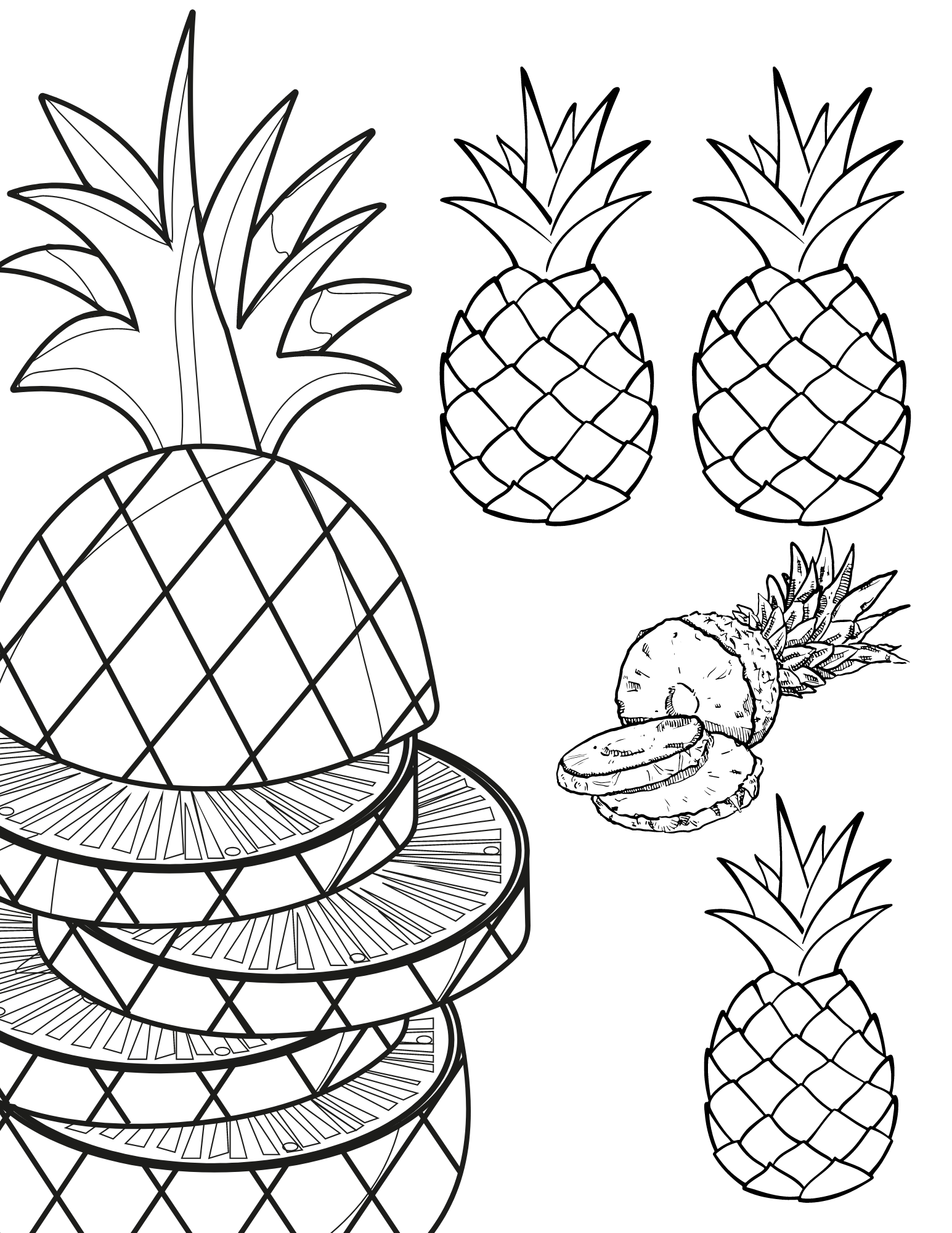 pineapple coloring page pineapple coloring page