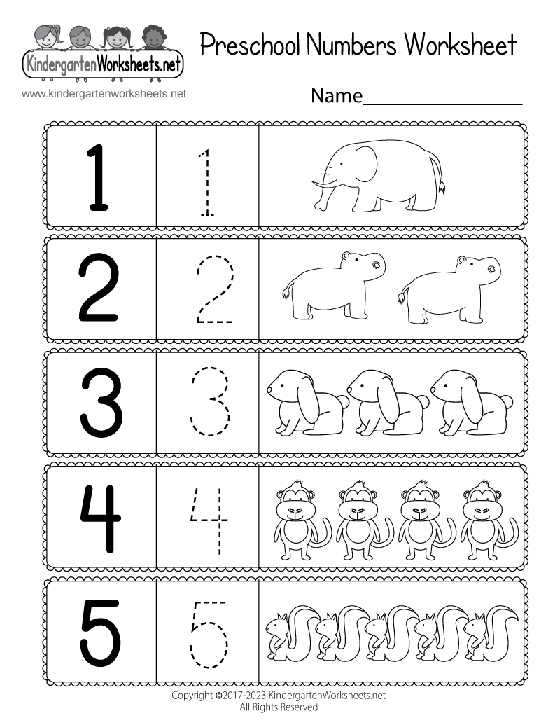 number worksheets for preschool
