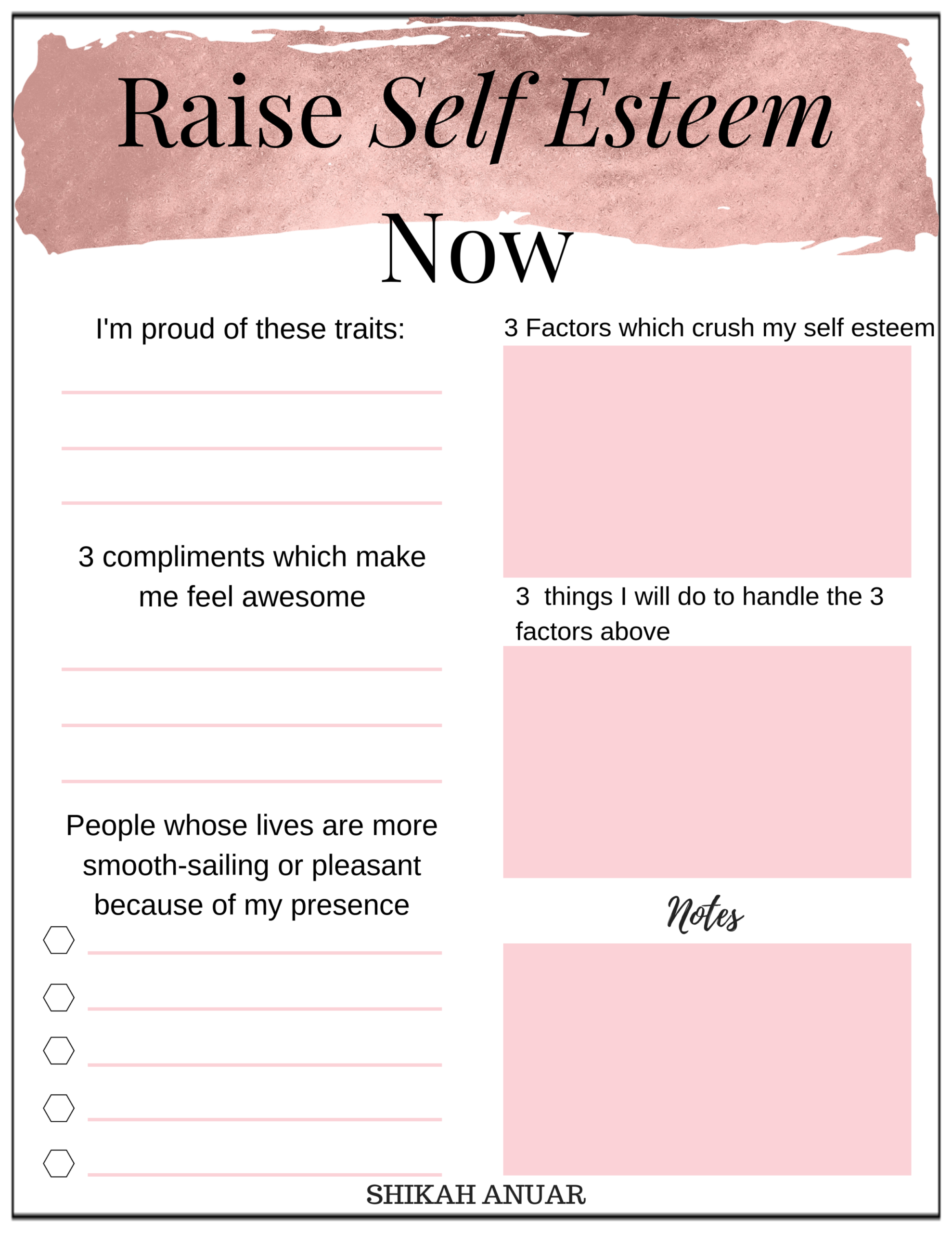 self esteem worksheets pdf
