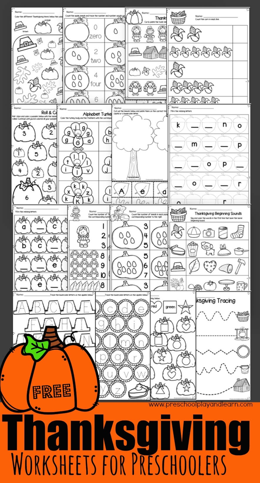 thanksgiving worksheets for preschoolers