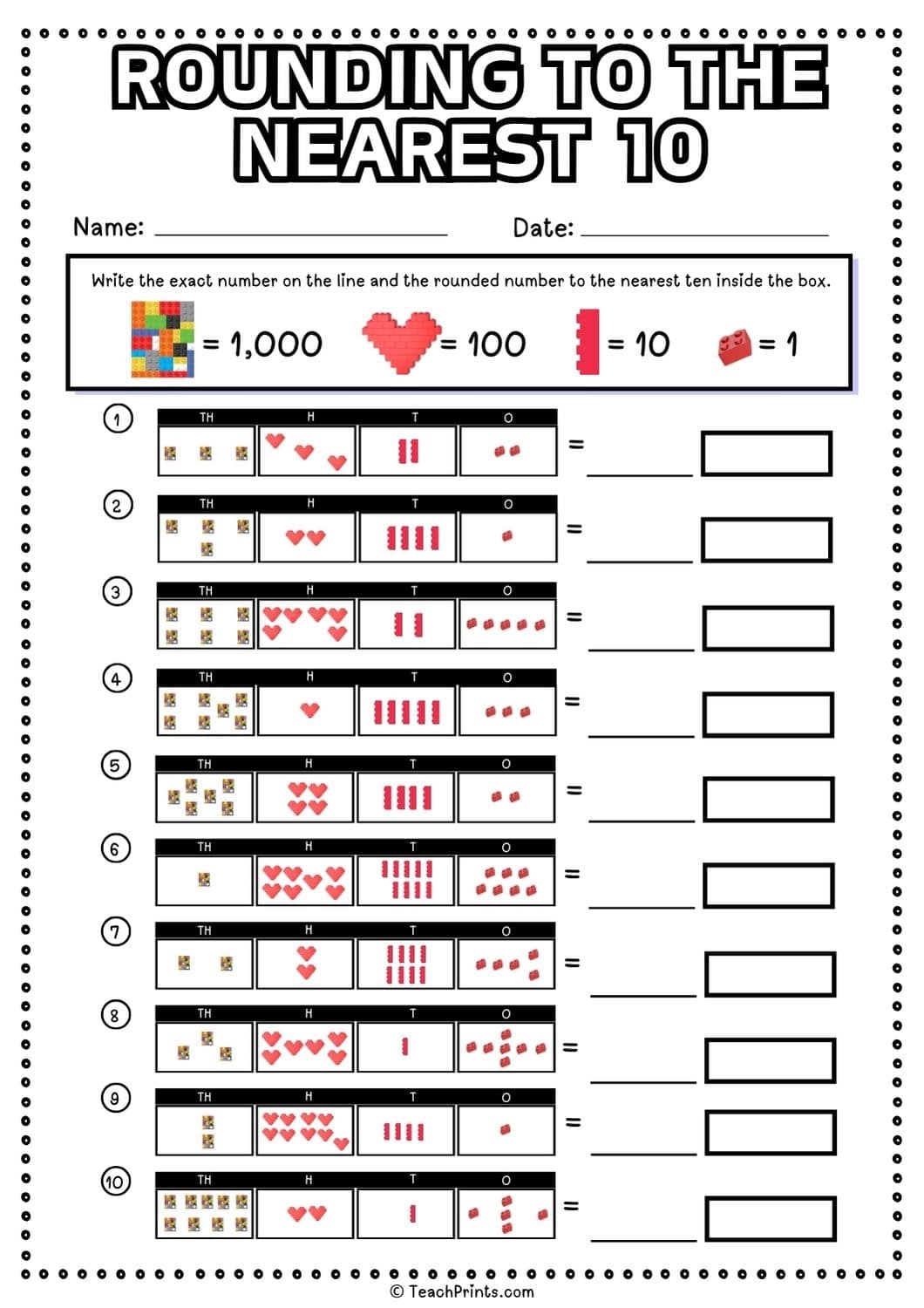 Free Rounding To The Nearest 10 Worksheets Teach Prints