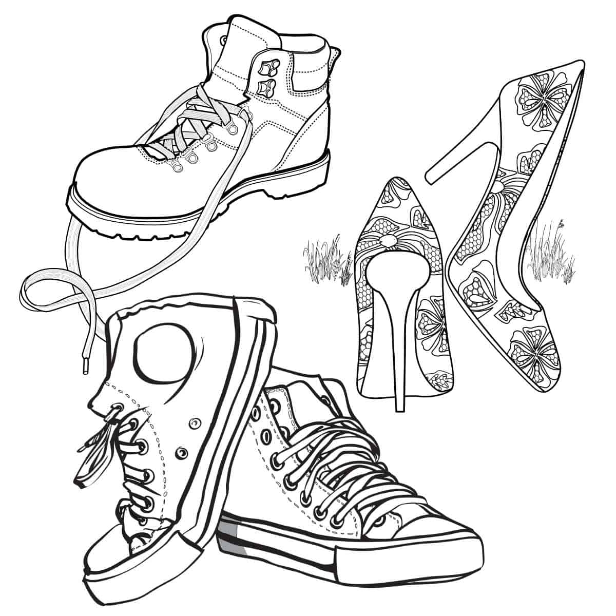 Free Shoes Coloring Pages Artsy Pretty Colors
