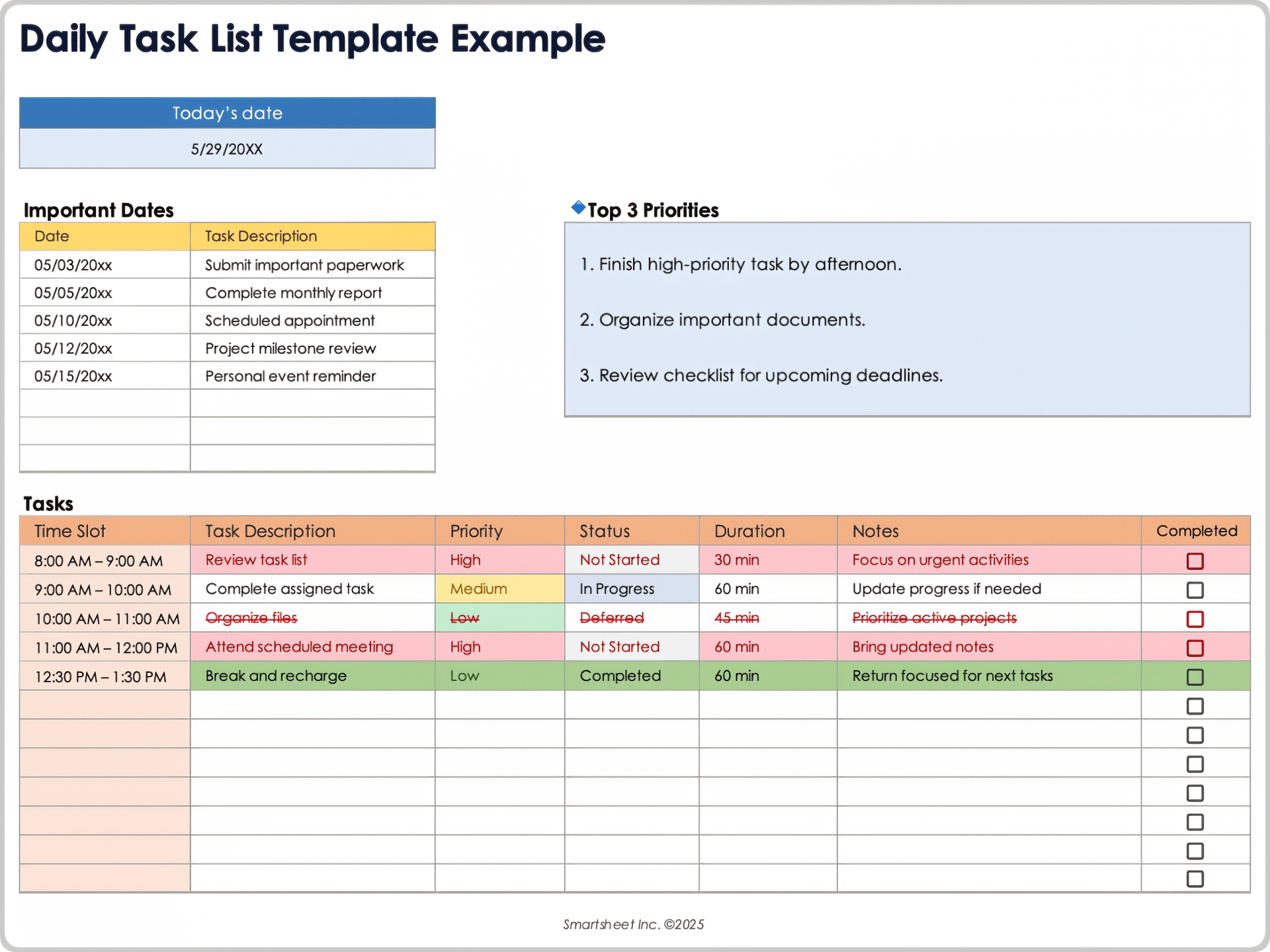 to do list template xls