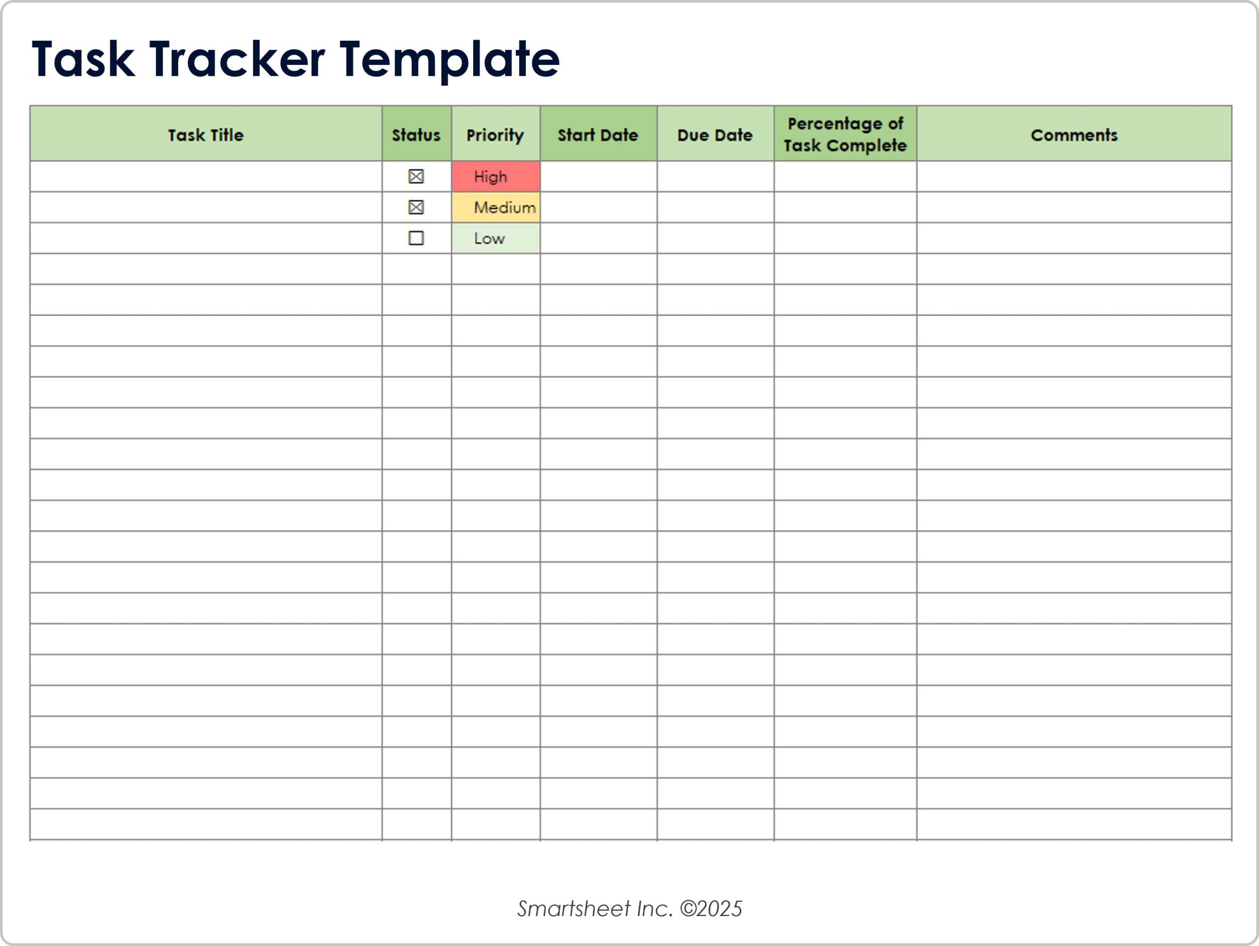 Free To Do Lists Task Tracker Templates
