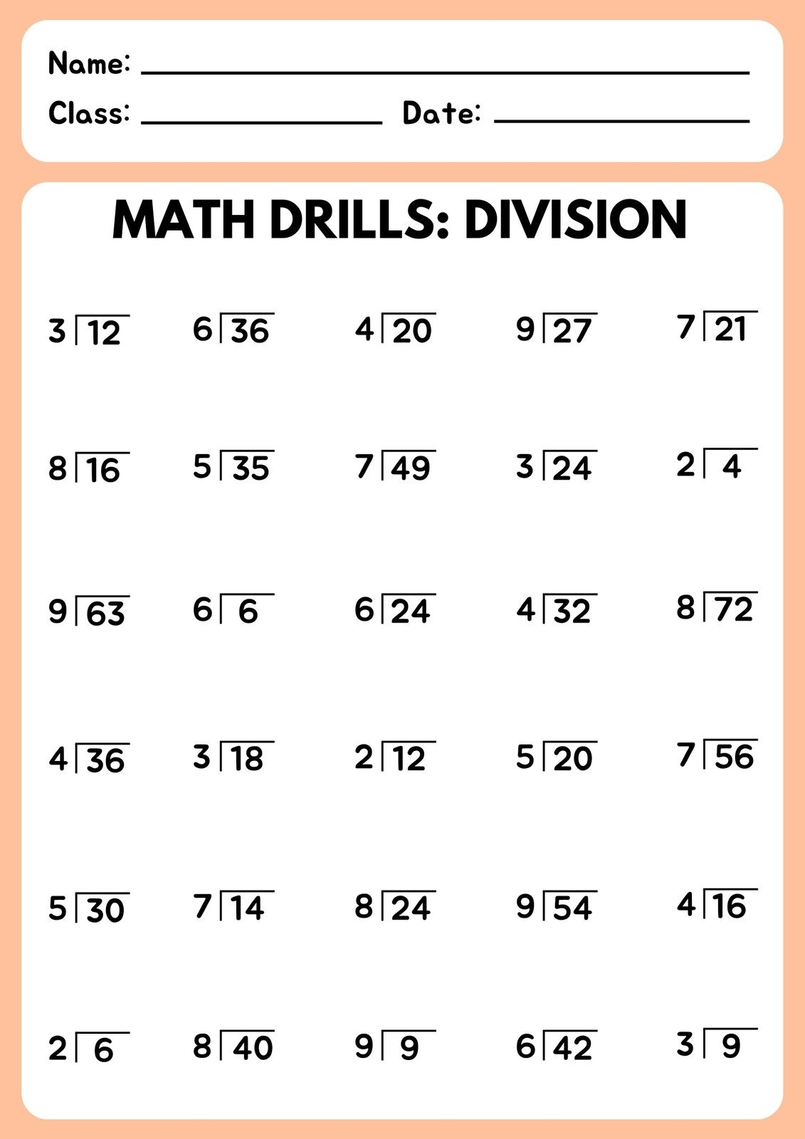 math worksheets multiplication and division