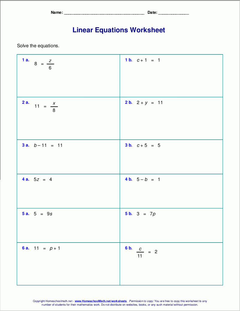 writing linear equations worksheet