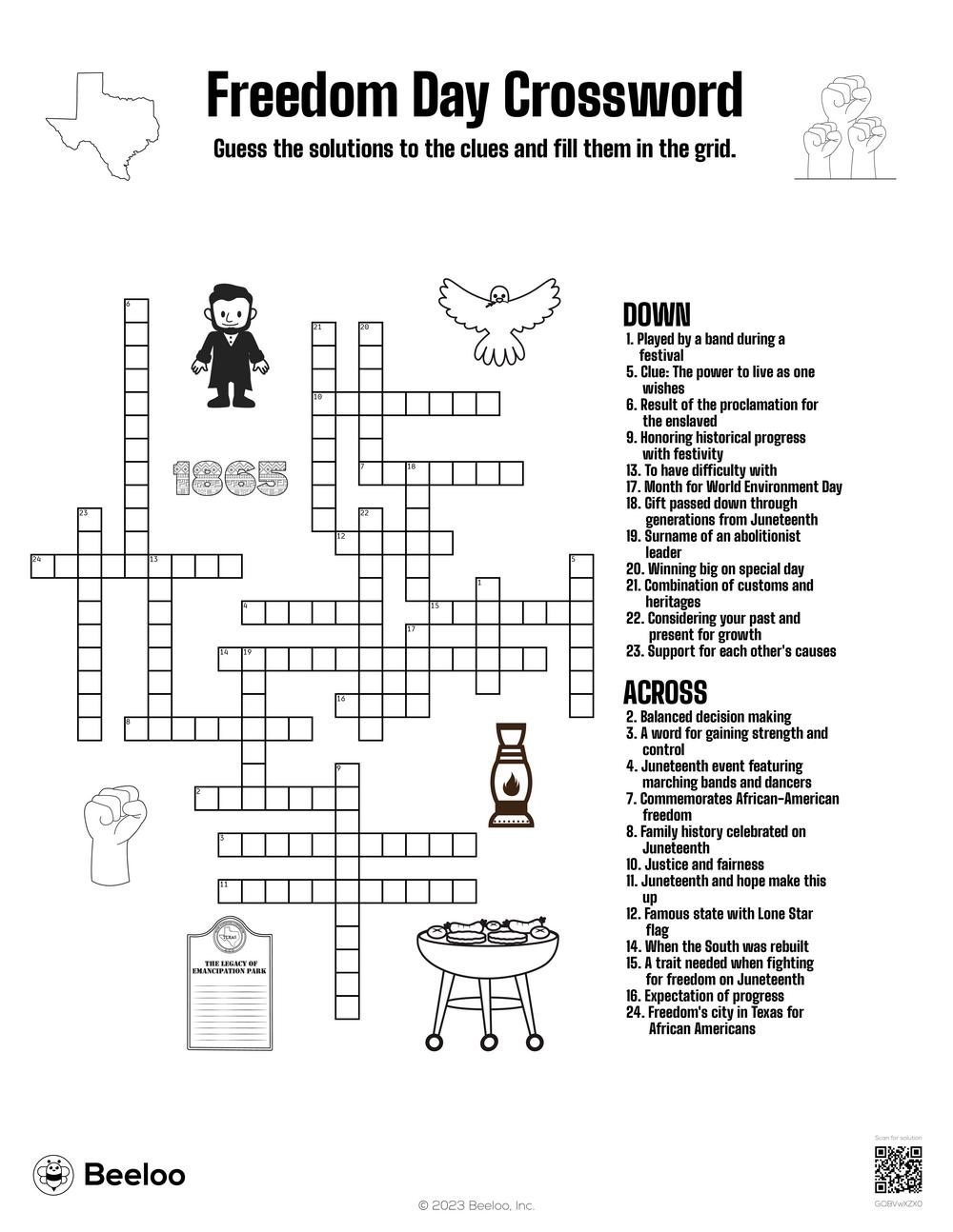 Freedom Day Crossword Beeloo Printable Crafts And Activities For Kids