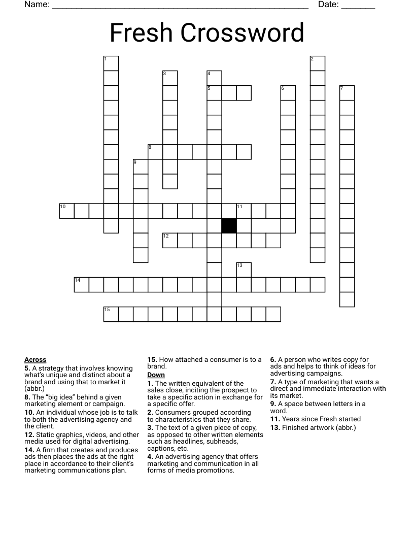 Fresh Crossword Clue 5 Letters Letters