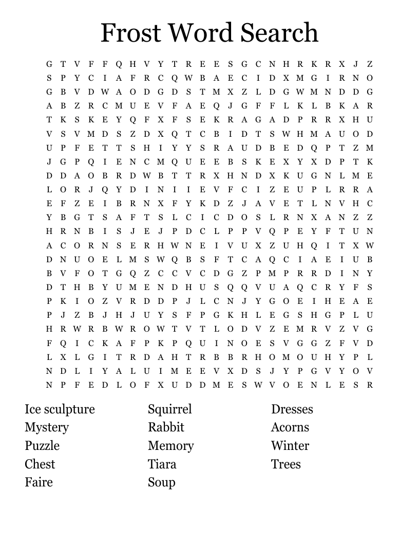 Frost Word Search WordMint