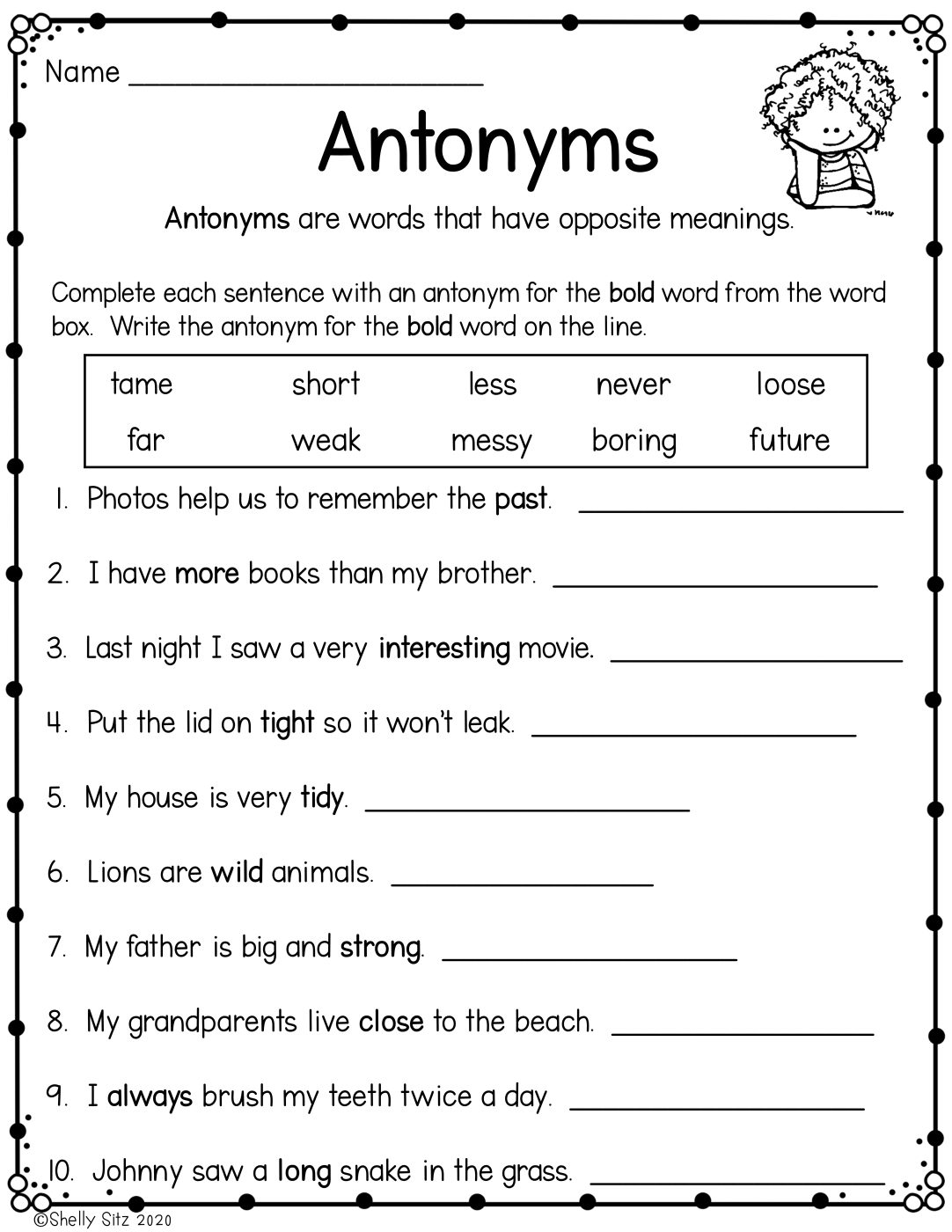 synonym and antonym worksheet