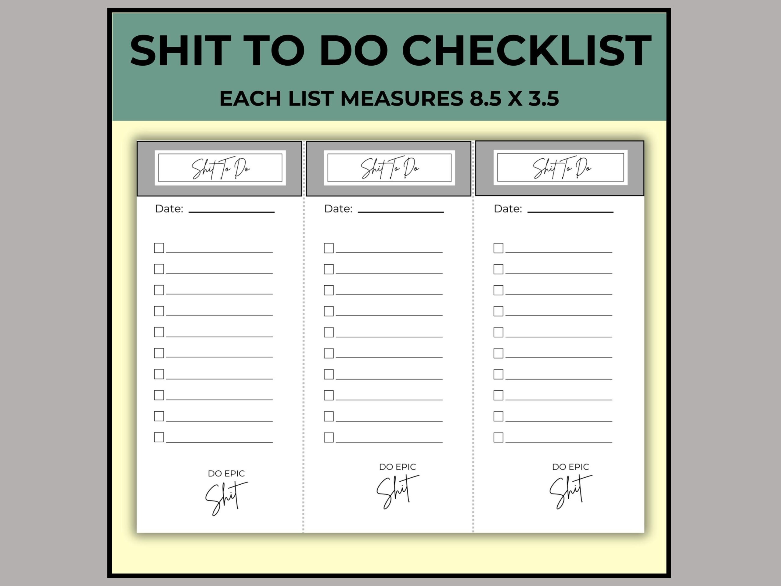 Funny shit To Do Checklist Printable Gag Gift PDF Etsy