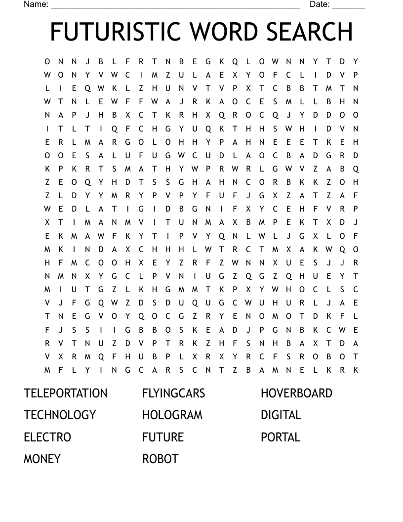 FUTURISTIC WORD SEARCH WordMint FUTURISTIC WORD SEARCH WordMint