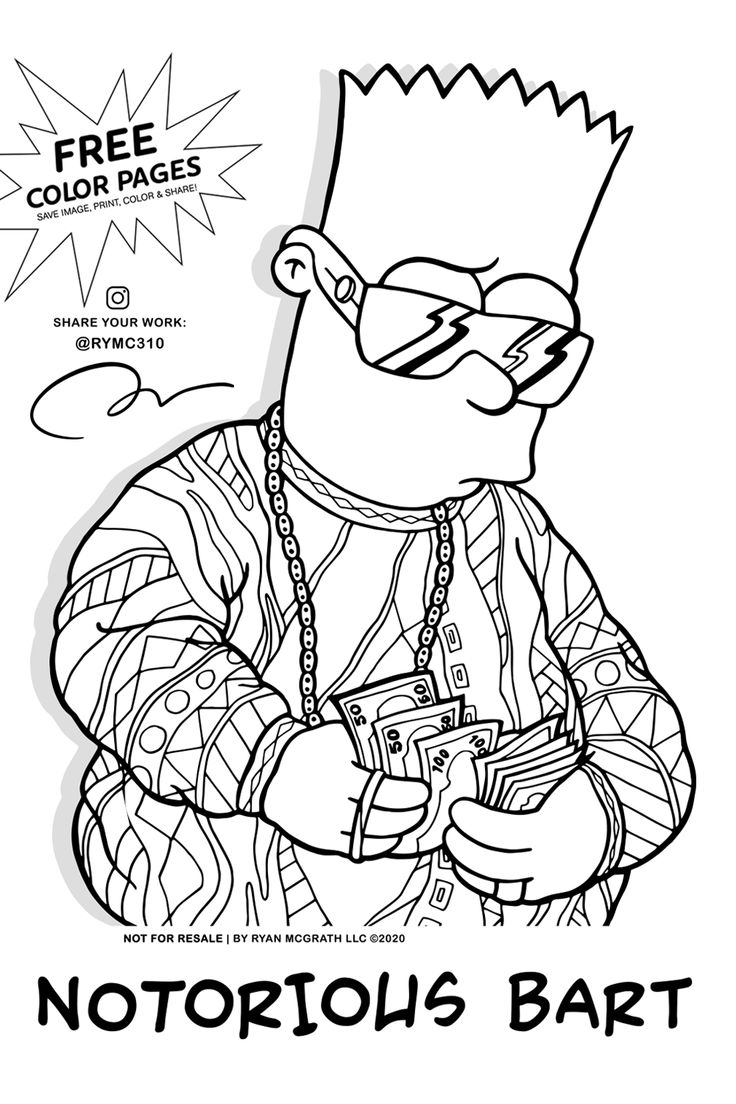 Gangsta Bart Simpson Coloring Pages