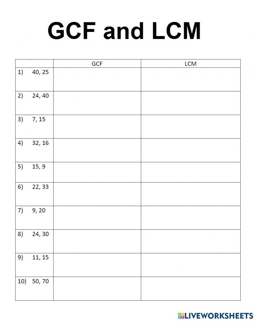 GCF And LCM Worksheets Library GCF And LCM Worksheets Library