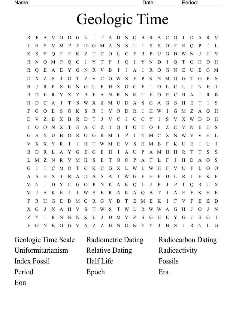 Geologic Time Word Search WordMint
