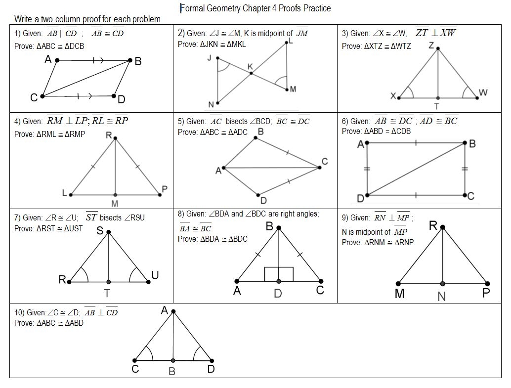 triangle congruence proofs worksheet