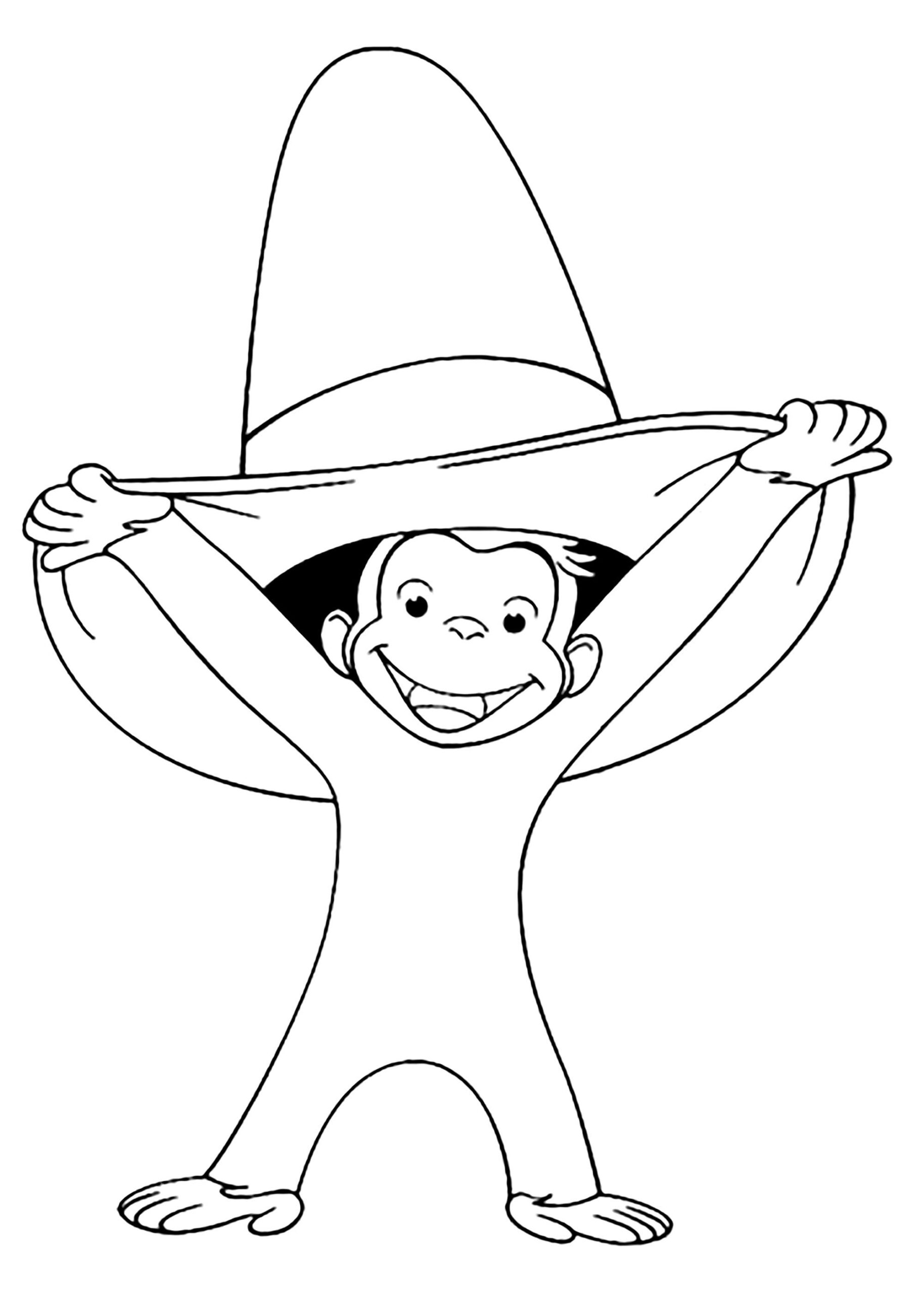George And A Big Hat Curious George Coloring Pages George And A Big Hat Curious George Coloring Pages