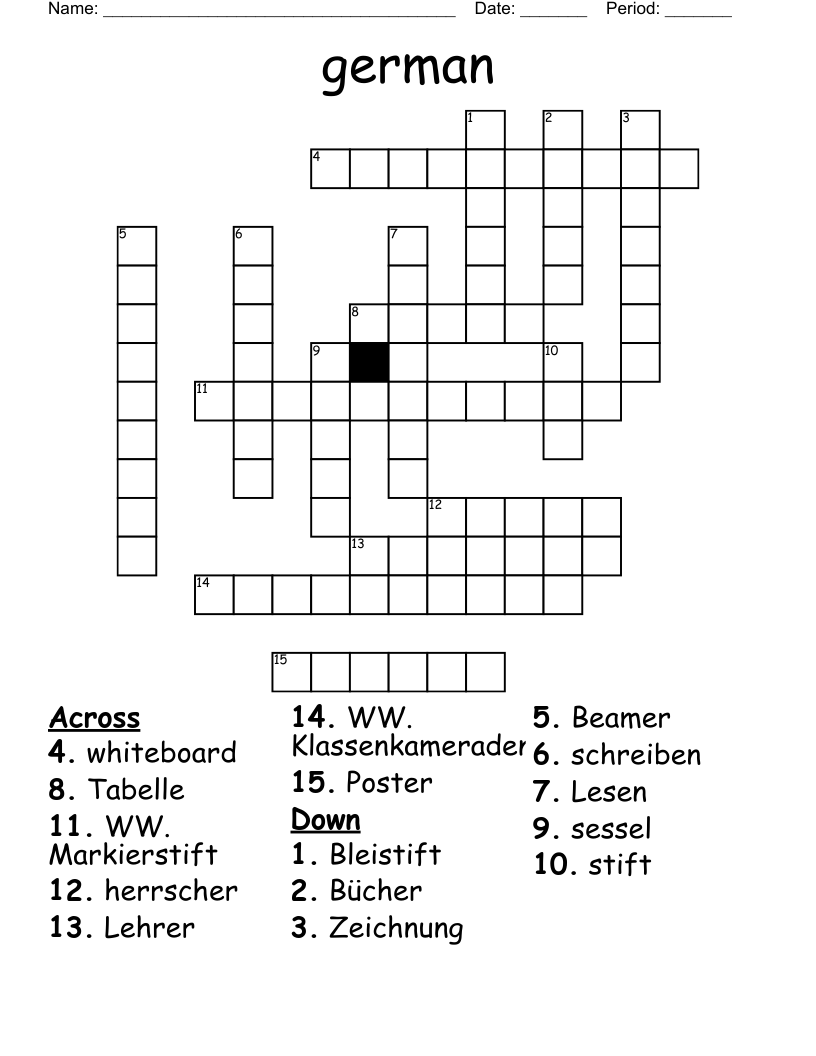 German Crossword WordMint German Crossword WordMint