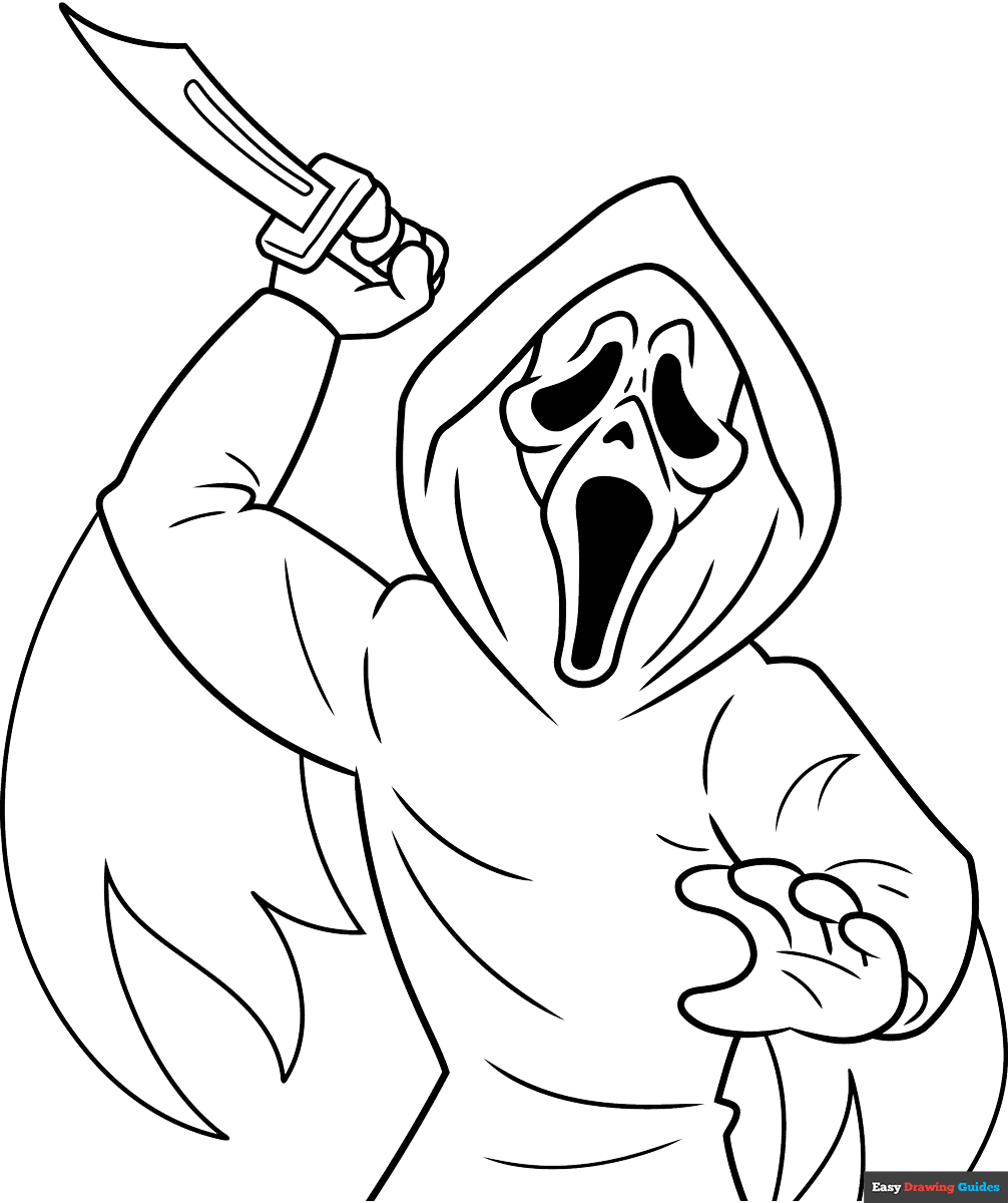 Ghostface From Scream Coloring Page Easy Drawing Guides