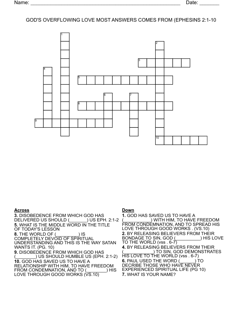 love god crossword clue