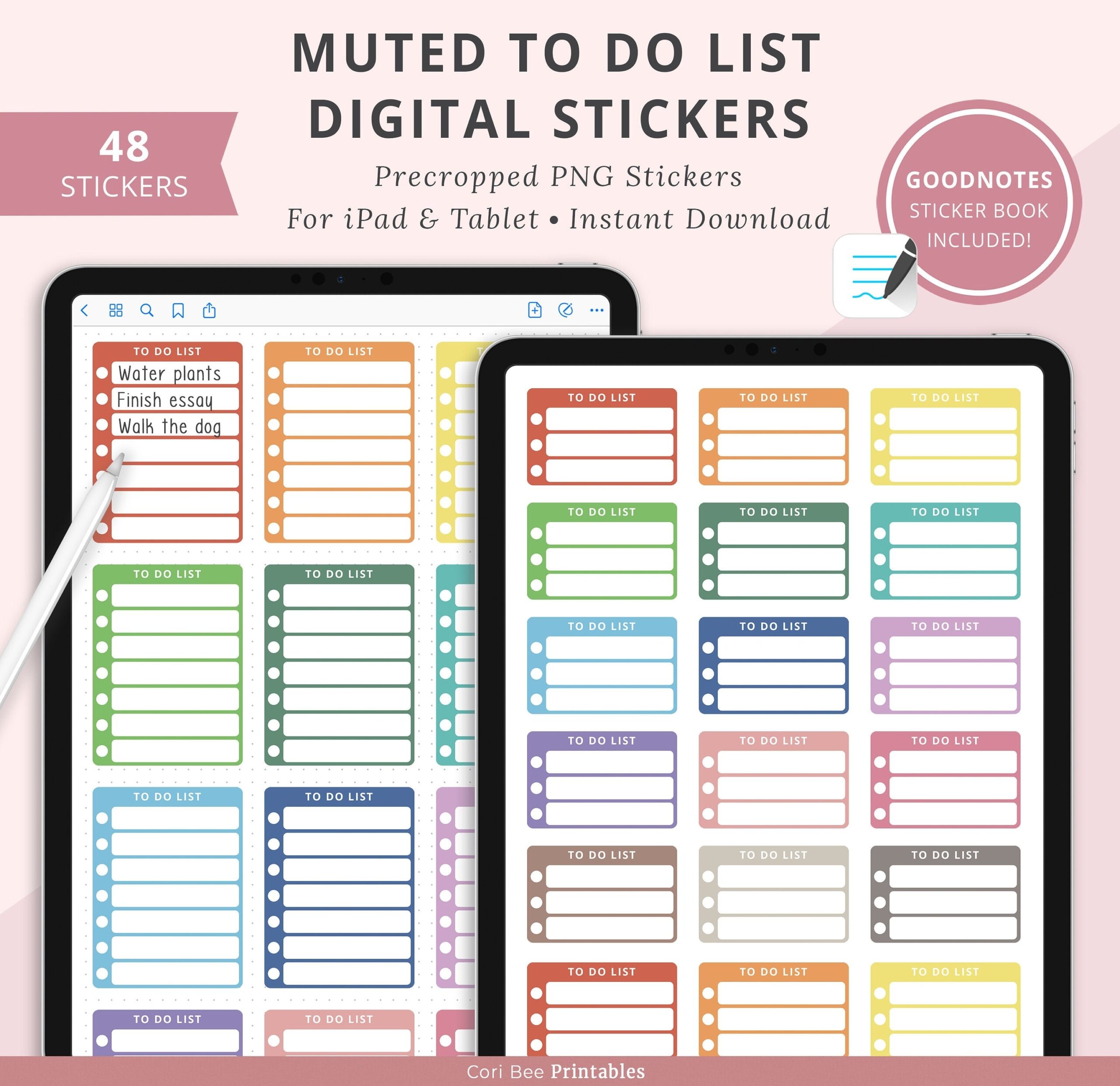 Goodnotes Digital Planner Stickers IPad Digital Stickers To Do List Stickers Task List Stickers Checklist Stickers Digital To Do List Etsy