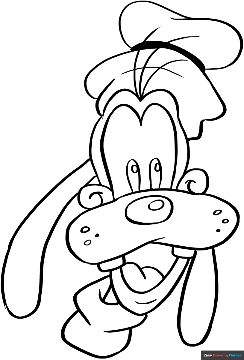 Goofy Coloring Page Easy Drawing Guides Goofy Coloring Page Easy Drawing Guides