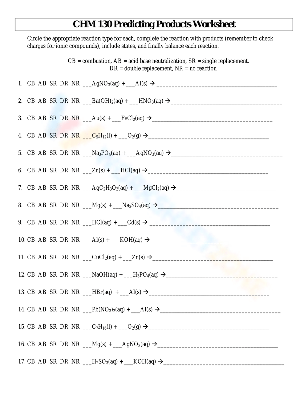 Grade 11 Predicting Products Of Chemical Reactions Worksheets Printable Grade 11 Predicting Products Of Chemical Reactions Worksheets Printable