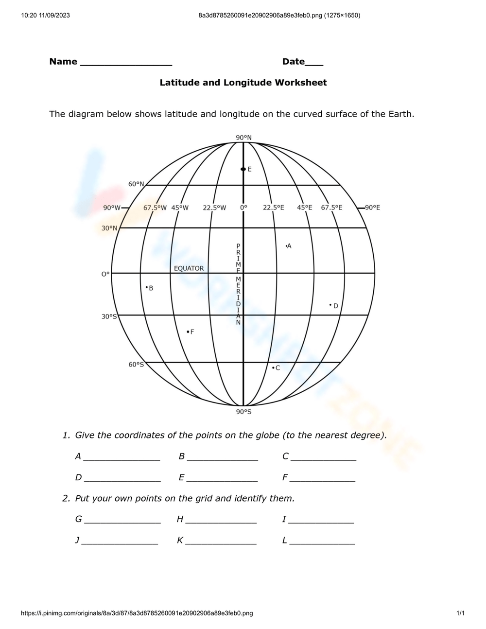 Grade 4 Latitude And Longitude Worksheets Printable