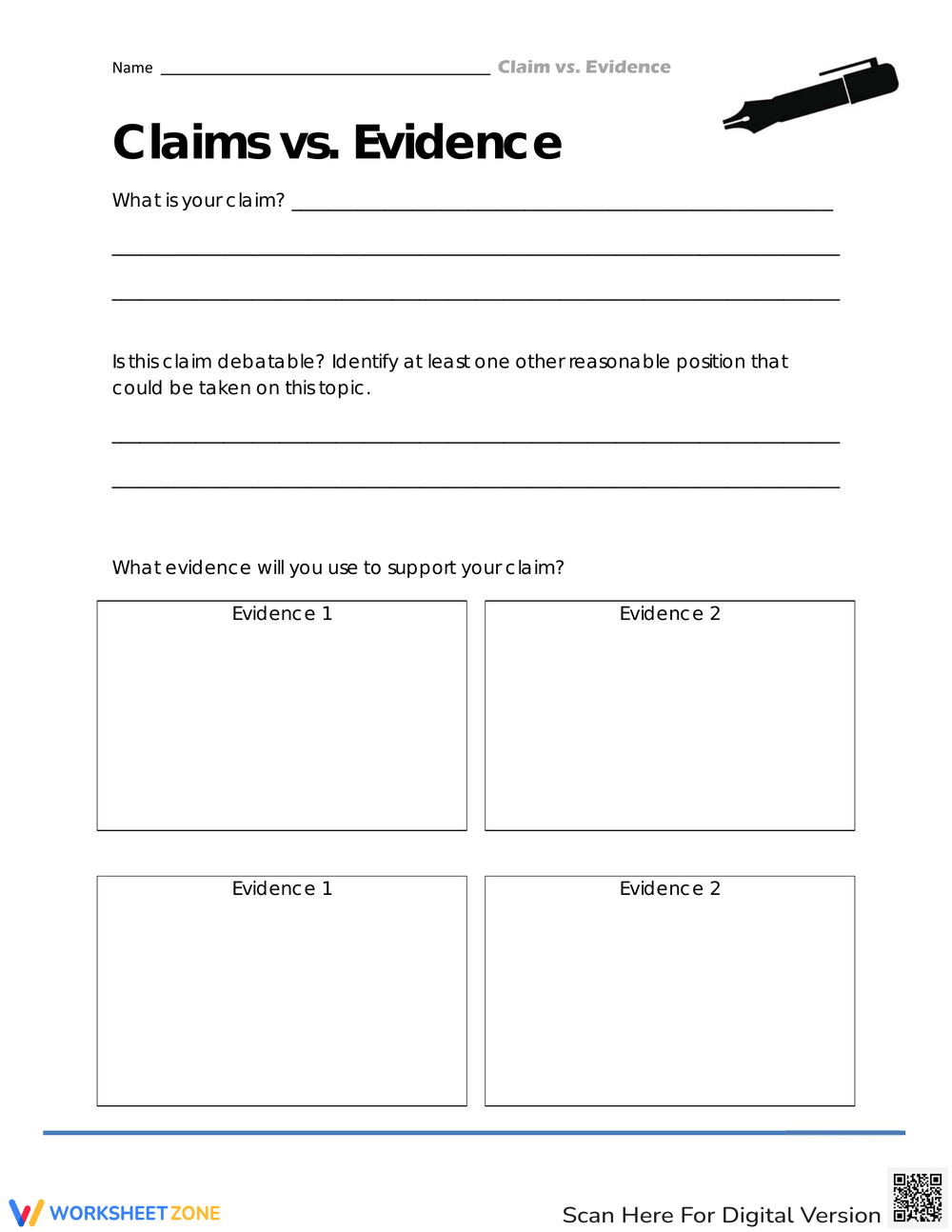 Grade 6 Claim Evidence Reasoning Worksheets