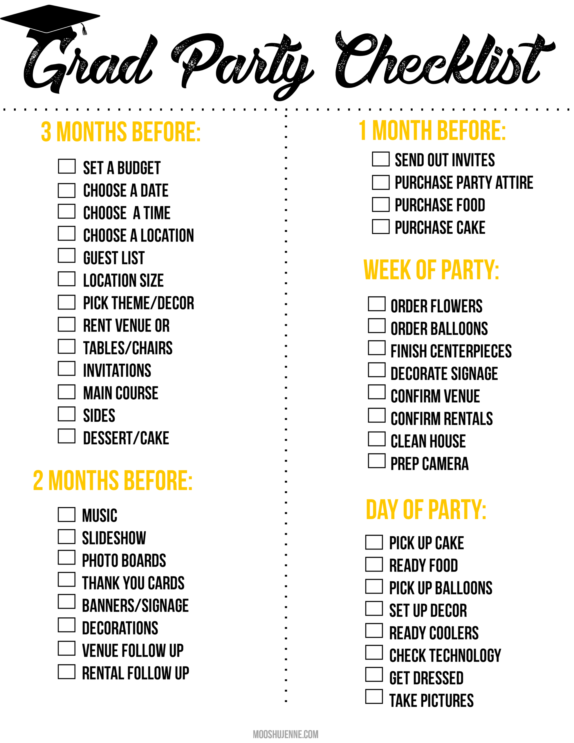 Graduation Party Printable Checklist Mooshu Jenne Graduation Party Printable Checklist Mooshu Jenne