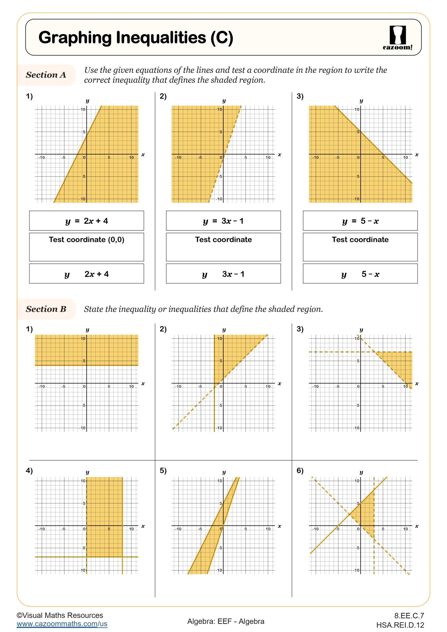 Graphing Inequalities C Worksheet Fun And Engaging Middle School And High School Math Worksheet Cazoom Math