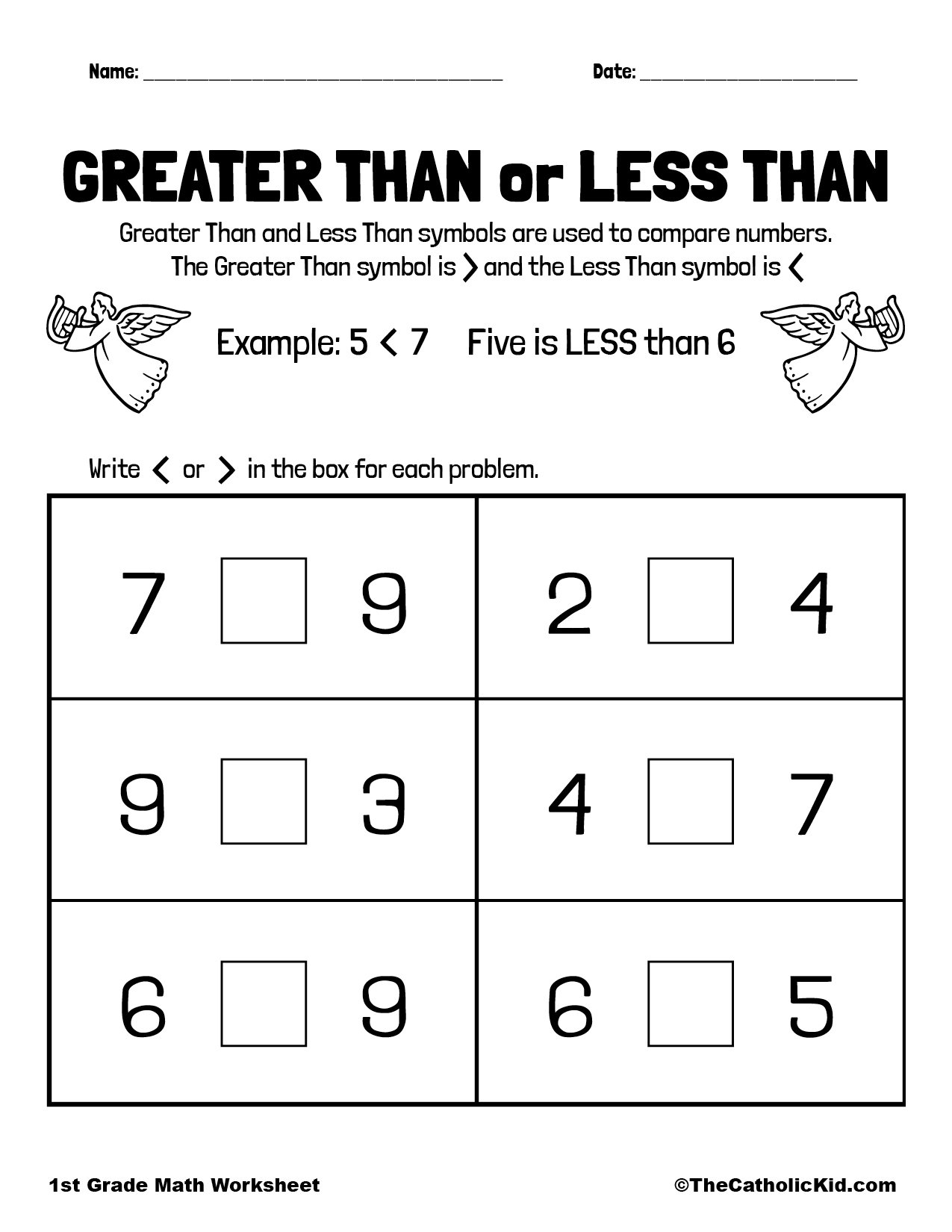 greater and less than signs worksheets