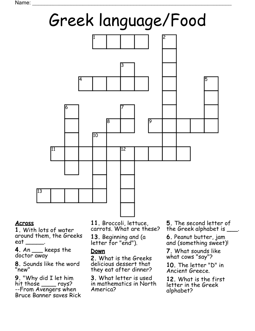 greek letter crossword