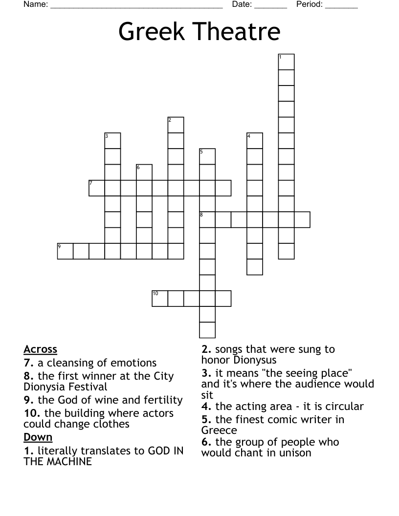 Greek Theatre Crossword WordMint