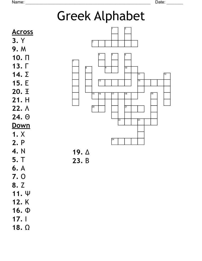 Greek X Crossword Clue 3 Letters Letters